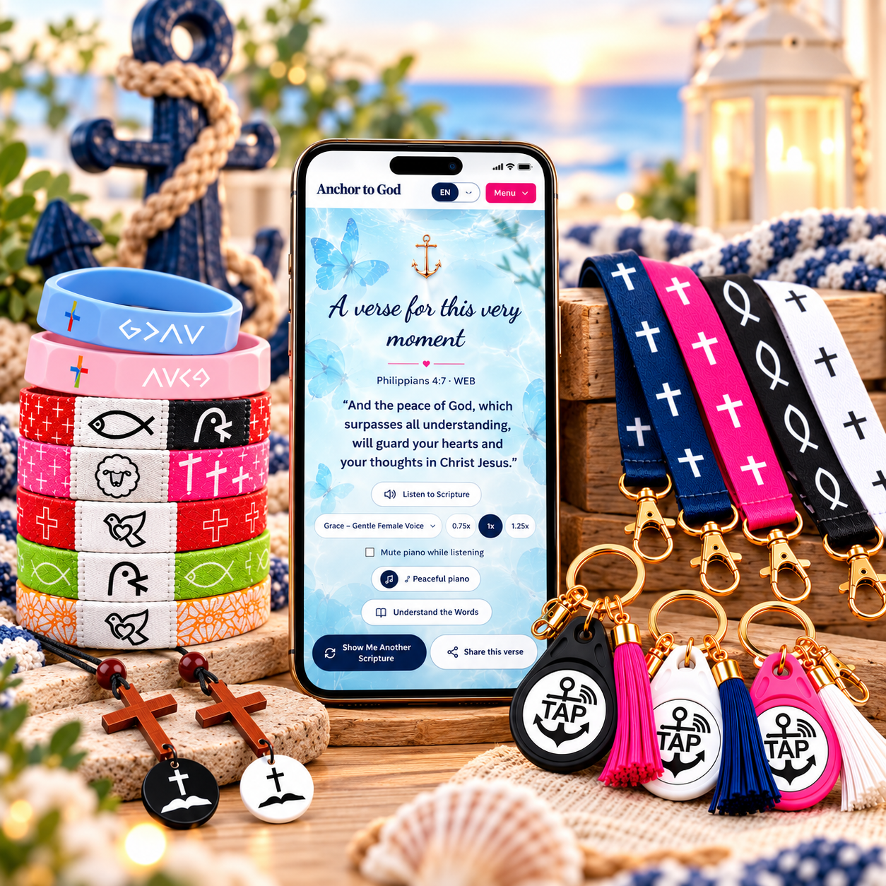 Anchor To God faith accessories beside the free faith app